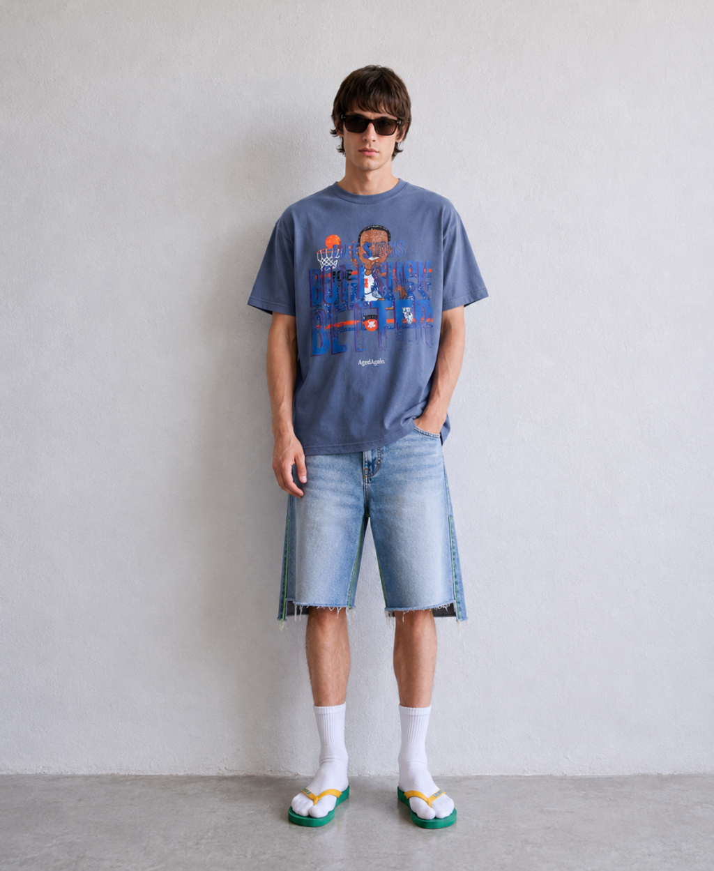 Life Sucks - Tee - Blue - model front